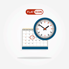 Fototapeta na wymiar Vector calendar and clock icon. Schedule, appointment, important date concept. Modern flat design illustration