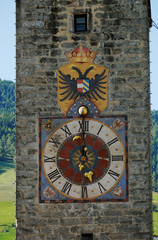 Vipiteno, ITALY - August, 14, 2019: Torre delle Dodici (Zwölferturm) the symbol of Vipiteno.