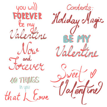 Cute Valentins set, hand drawn doodle elements clipart, gifts,mug, holiday mugs, leter. Perfect for web, greeting card, poster, tag, sticker kit.Vector.