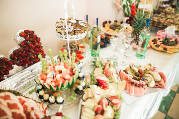 Buffet with a variety of delicious sweets, food ideas, celebration