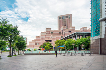 TAIPEI, TAIWAN - July 2, 2019: Street view of city center in Taipei, Taiwan