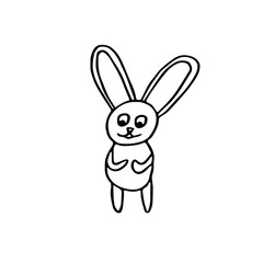 rabbit hand drawn doodle in simple scandinavian style.