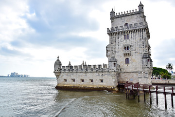 Lisbon, Portugal - Fort Tower of Belém (Torre de Belem), served as a small defensive fortress, a...