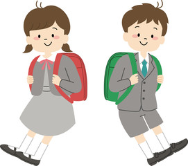 新一年生（女の子と男の子・主線なし）
