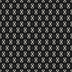 Subtle abstract geometric background. Vector seamless ornament pattern. Monochrome texture with small ovate geometrical shapes. Dark decorative design element for prints, package, covers, digital, web