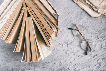 Stack of books Old book Glasses