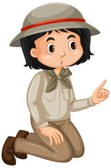 Girl in safari costume on white background