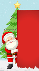 Background template with Santa and christmas tree