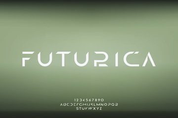 Futurica, an abstract technology futuristic alphabet font. digital space typography vector illustration design