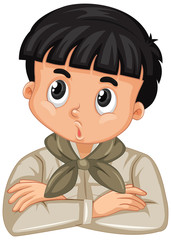 Boy in safari outfit on white background