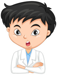 Boy in science gown on isolated background