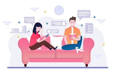 Illustration of playing while relaxing at home