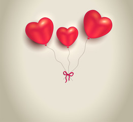 Fototapeta na wymiar Heart balloons on old paper background, greeting card blank