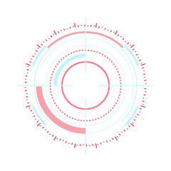 Vector aim concept isolated on white. Vector illustration of optical target, futuristic style. Cyberpunk graphic element. 