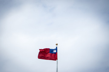 Hanged Taiwan flag in the sky