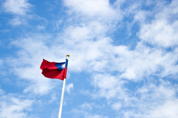 Hanged Taiwan flag in the sky