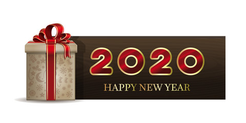 Vector wooden Christmas banner for New Year 2020