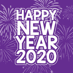 Happy new year background design in purple