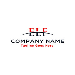 Initial letter ELF, overlapping movement swoosh horizon logo company design inspiration in red and dark blue color vector