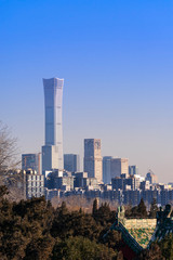 Fototapeta na wymiar Beijing modern financial district cityscape with blue sky, Beijing, China