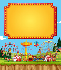 Obraz premium Circus scene with sign template in the sky
