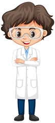 Fototapeta premium Boy in science gown on white background