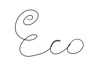 Eco handwritten text inscription. Modern hand drawing calligraphy. Word illustration black