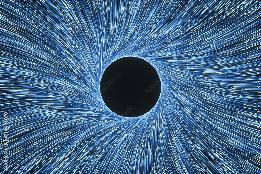 Poster glowing lines with round resource, power and line art, 3d rendering.