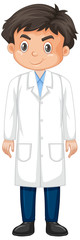 Fototapeta premium Boy wearing lab gown on white background