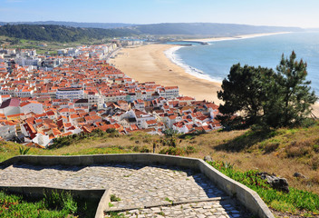 View of the stairs to Nazare old town
