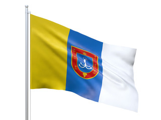 Odessa oblast (Ukraine) flag waving on white background, close up, isolated. 3D render