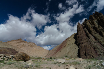 Unique rocky mountains on Leh Manali road, Ladakh,india,Asia