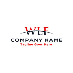 Initial letter WLF, overlapping movement swoosh horizon logo company design inspiration in red and dark blue color vector