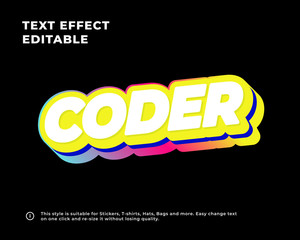 Coder Sticker Text Effect Fully Editable Illustration Vector Print