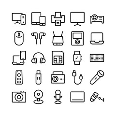 Electronic Device Line Icon Set