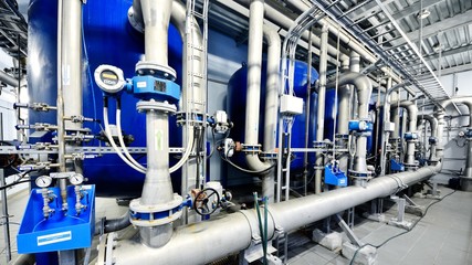 Large industrial boiler room
