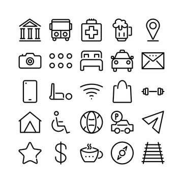Basic Ui Line Icon Set - vector illustration . 