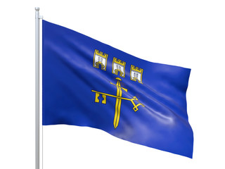 Ternopil oblast (Ukraine) flag waving on white background, close up, isolated. 3D render