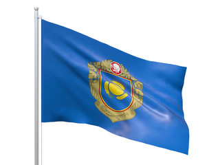 Cherkasy oblast (Ukraine) flag waving on white background, close up, isolated. 3D render