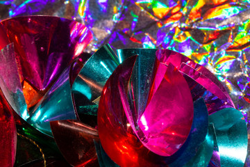 Shiny Decoration in Bright Colours Christmas Time Abstract Close Up