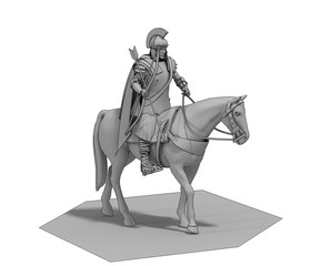  rider, warrior on horseback, 3D rendering, 3D illustration