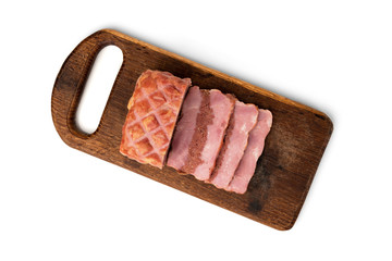 Smoked meatloaf isolated on white background.