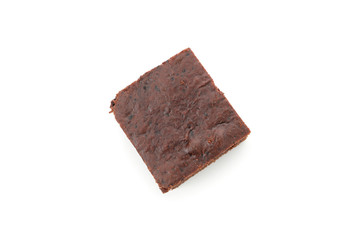 Delicious chocolate cake slice isolated on white background