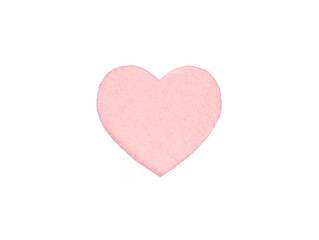 Оne pink felt heart on a white isolated background. Stock photo for the day of St. Valentine with...