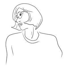 woman wearing glasses with short hair vector illustration sketch doodle hand drawn