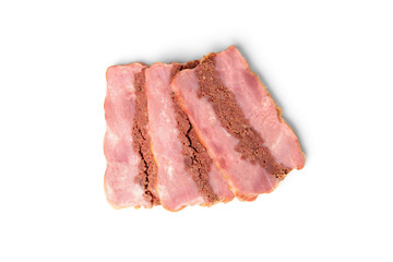 Smoked meatloaf isolated on white background.