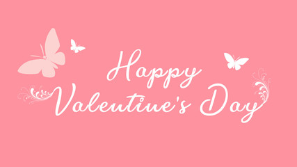 Fototapeta na wymiar Valentines Day pink and white layout design with handwritten font text