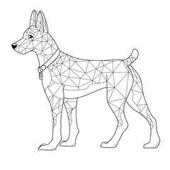 Polygonal dog. Vector - dog animal geometric isolated on background.
