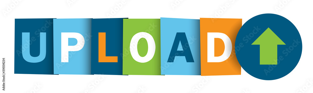 Poster upload colorful vector typographic web button