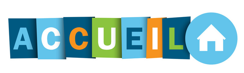 Bouton web typographique multicolore vecteur ACCUEIL